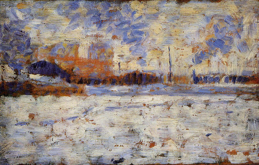 Snow Effect: Winter in the Suburbs by Georges Seurat Reproduction Painting by Blue Surf Art
