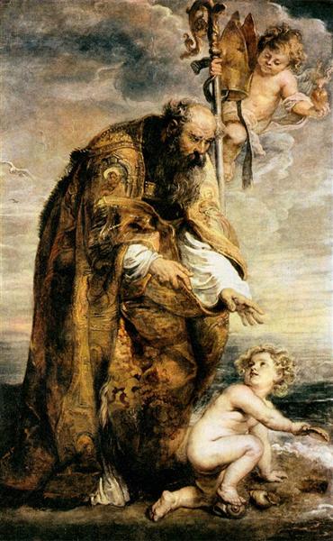 St. Augustine by Peter Paul Rubens Reproduction Oil Painting on Canvase of St. Ildefonso (right panel)