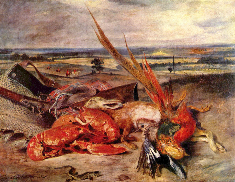 Still Life with Lobsters by Eugène Delacroix Reproduction Painting by Blue Surf Art
