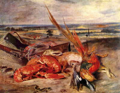 Still Life with Lobsters by Eugène Delacroix Reproduction Painting by Blue Surf Art