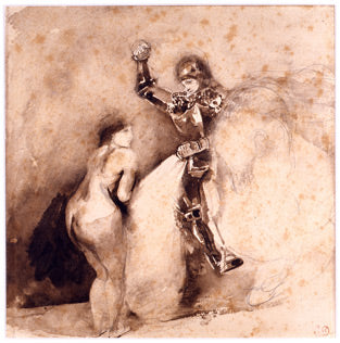Study for Marphisa by Eugène Delacroix Reproduction Painting by Blue Surf Art