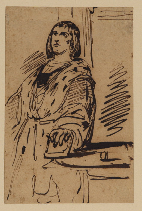 Study of a man in costume by Eugène Delacroix Reproduction Painting by Blue Surf Art