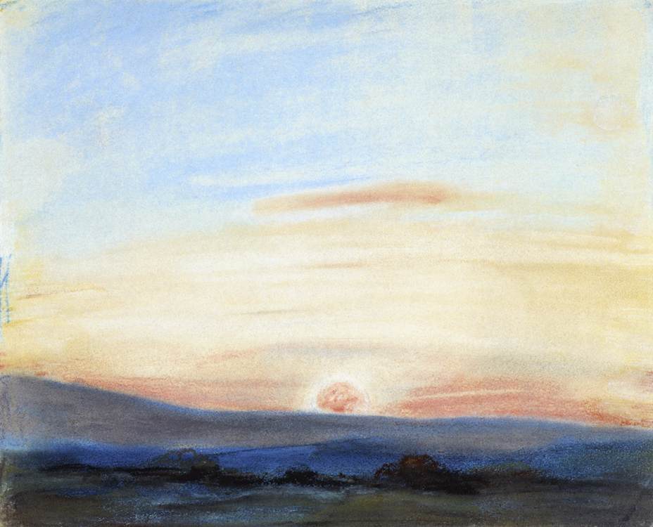 Study of Sky, Setting Sun by Eugène Delacroix Reproduction Painting by Blue Surf Art