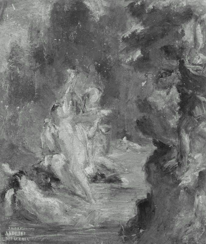 Summer Diana Surprised at her Bath by Actaeon by Eugène Delacroix Reproduction Painting by Blue Surf Art