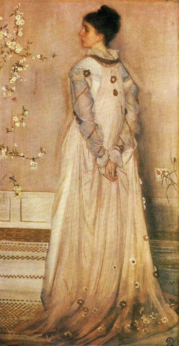 Symphony in Flesh Color and Pink: Portrait of Mrs. Frances Leyland by James Abbott McNeill Whistler Reproduction Painting by Blue Surf Art