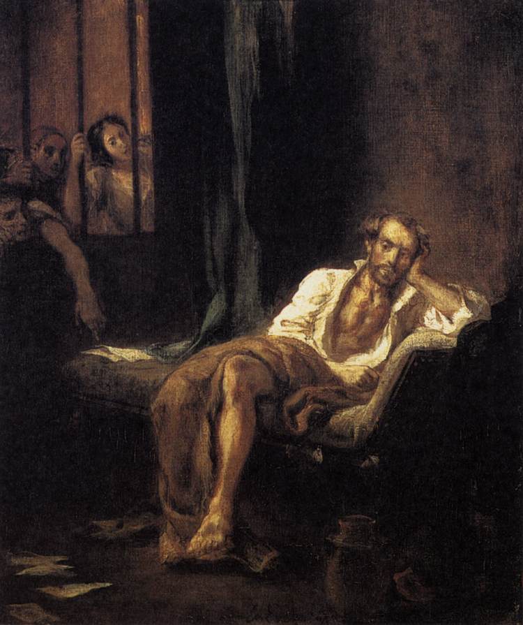 Tasso in the Madhouse by Eugène Delacroix Reproduction Painting by Blue Surf Art