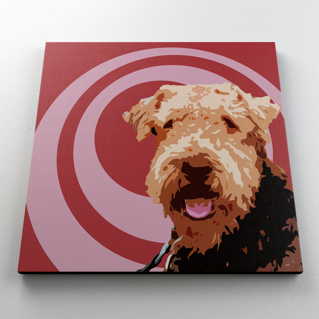 Airedale Terrier II Canvas Art Painting Animal Pop Art Original Handmade Art 1