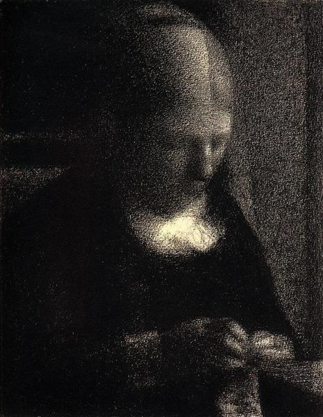 The Artist's Mother by Georges Seurat Reproduction Painting by Blue Surf Art