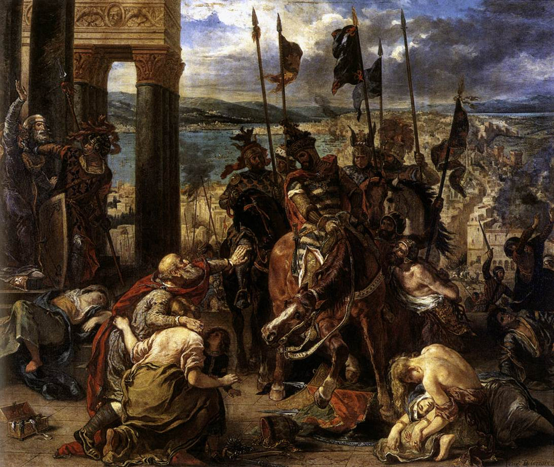 The Crusaders' entry into Constantinople, 12th April 1204, 1840 (oil on canvas) by Eugène Delacroix Reproduction Painting by Blue Surf Art