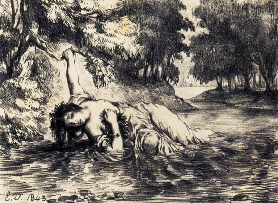 The Death of Ophelia by Eugène Delacroix Reproduction Painting by Blue Surf Art
