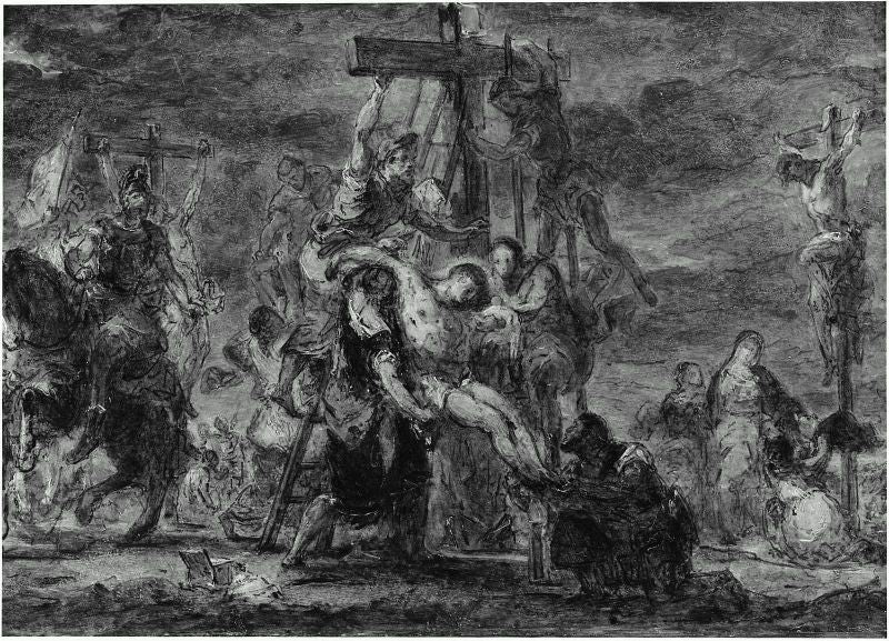 The Descent from the Cross by Eugène Delacroix Reproduction Painting by Blue Surf Art