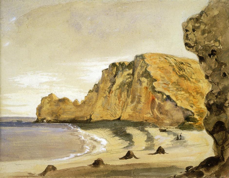 The Porte d'Amont, Etretat by Eugène Delacroix Reproduction Painting by Blue Surf Art