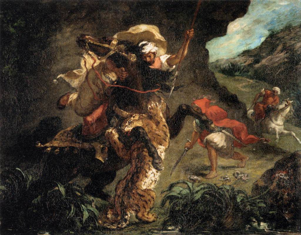 Tiger Hunt by Eugène Delacroix Reproduction Painting by Blue Surf Art