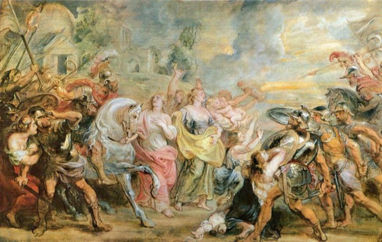 Truce between Romans and Sabinians by Peter Paul Rubens Reproduction Oil Painting on Canvas