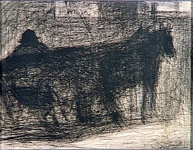 Two-horse hitch by Georges Seurat Reproduction Painting by Blue Surf Art