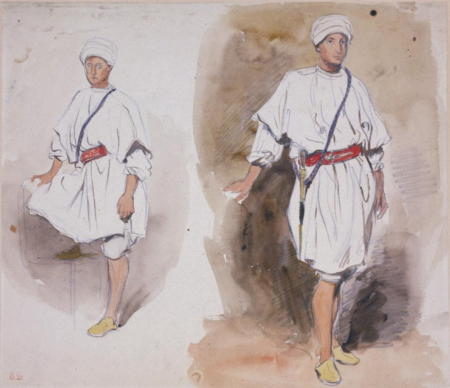 Two Views of a Young Arab by Eugène Delacroix Reproduction Painting by Blue Surf Art