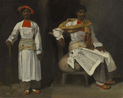 Two Views of an Indian from Calcutta, Seated and Standing by Eugène Delacroix Reproduction Painting by Blue Surf Art