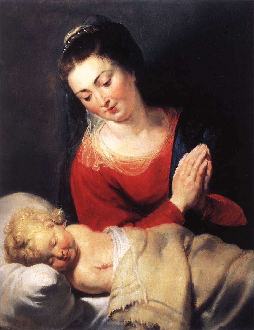 Virgin in Adoration before the Christ Child by Peter Paul Rubens Reproduction Oil Painting on Canvas