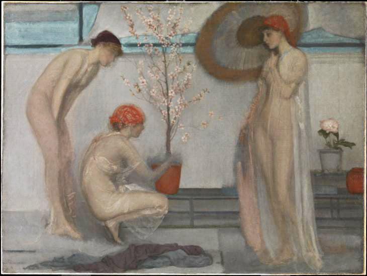 Three Figures: Pink and Grey by James Abbott McNeill Whistler Reproduction Painting by Blue Surf Art