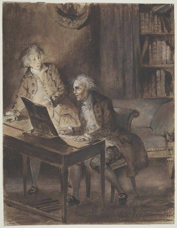 Willibald von Glueck at the Clavecin Composing the Score of his Armide by Eugène Delacroix Reproduction Painting by Blue Surf Art