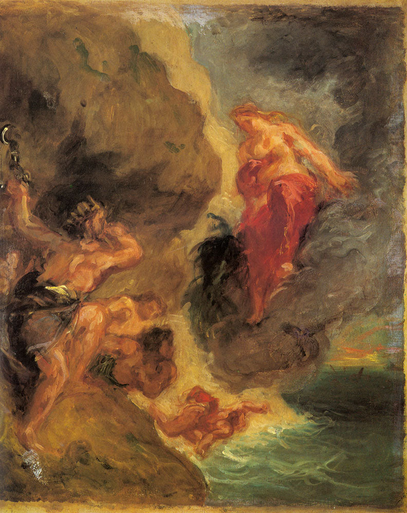 Winter Juno And Aeolus  by Eugène Delacroix Reproduction Painting by Blue Surf Art