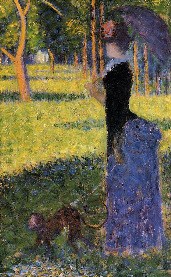 Woman with a Monkey by Georges Seurat Reproduction Painting by Blue Surf Art