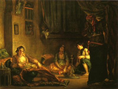 Women of Algiers in Their Apartment by Eugène Delacroix Reproduction Painting by Blue Surf Art